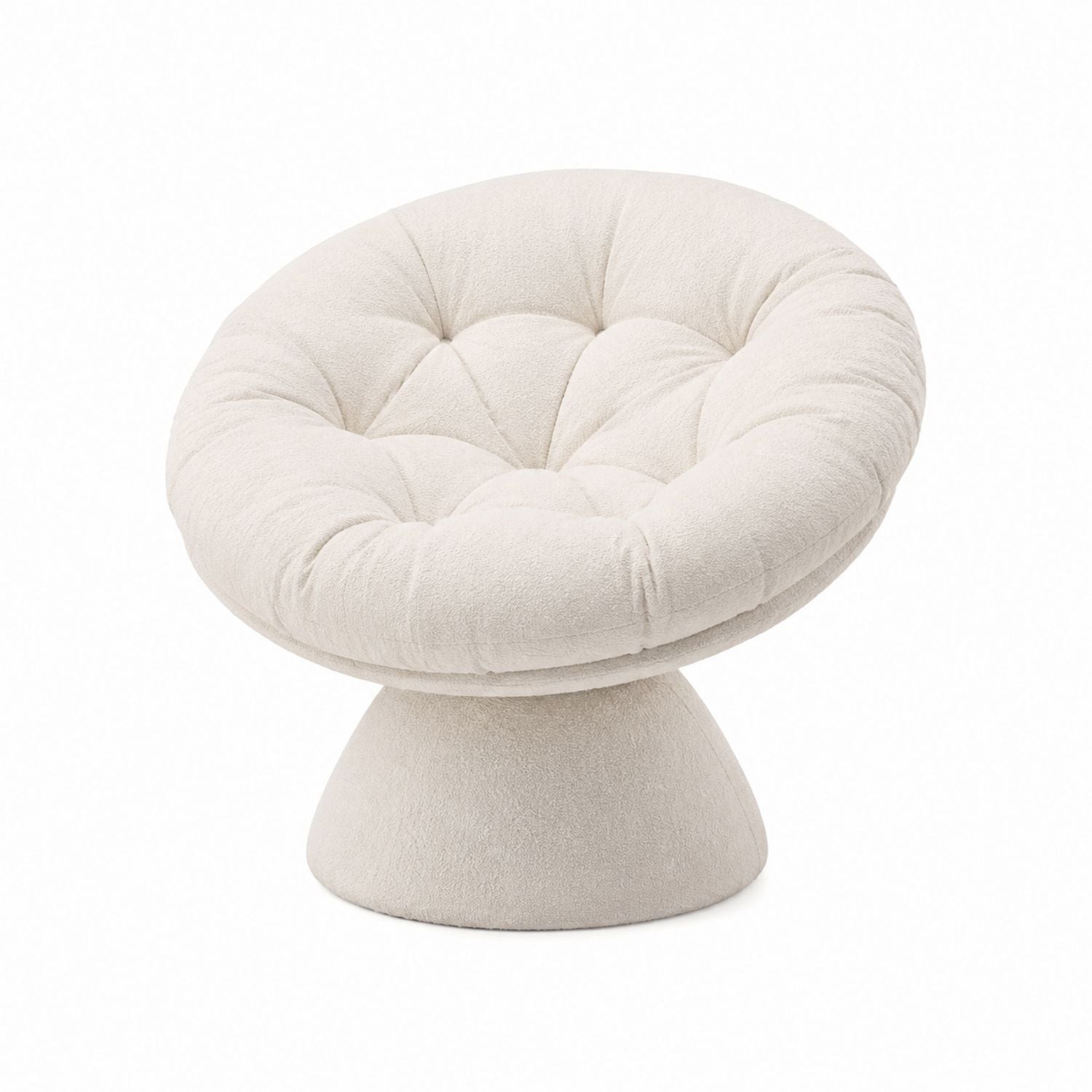 Round Swivel Chair with Polyester in Beige