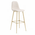 Beige Fabric Bar Stool with Gold Metal Legs, 105cm High