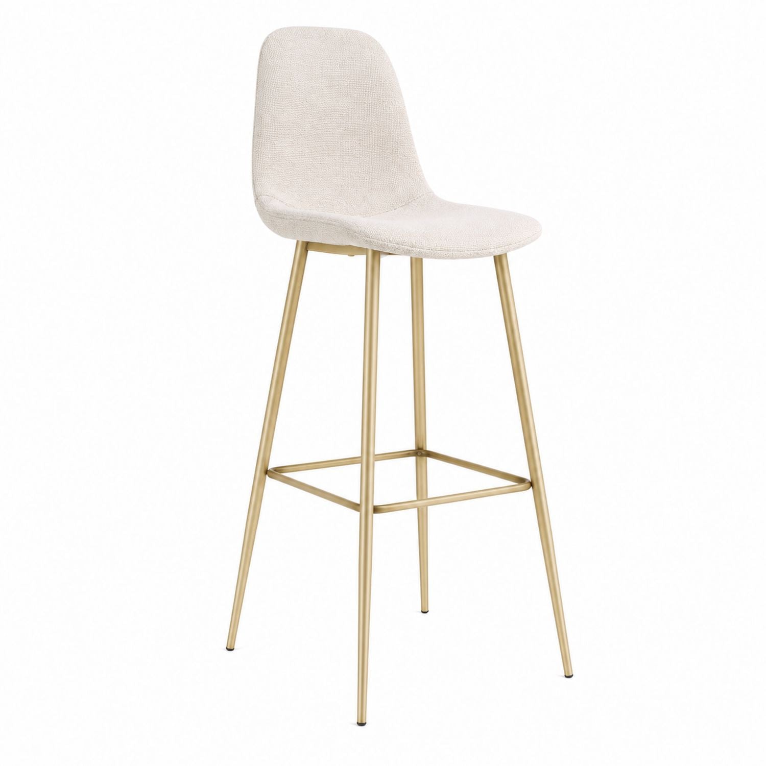 Beige Fabric Bar Stool with Gold Metal Legs, 105cm High