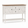 Wooden Sideboard with Oak Top and White Base, Two Doors and Drawers, One Shelf, 120cm