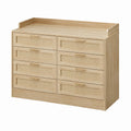 Light Oak Wood and Rattan 8-Drawer Storage Chest
