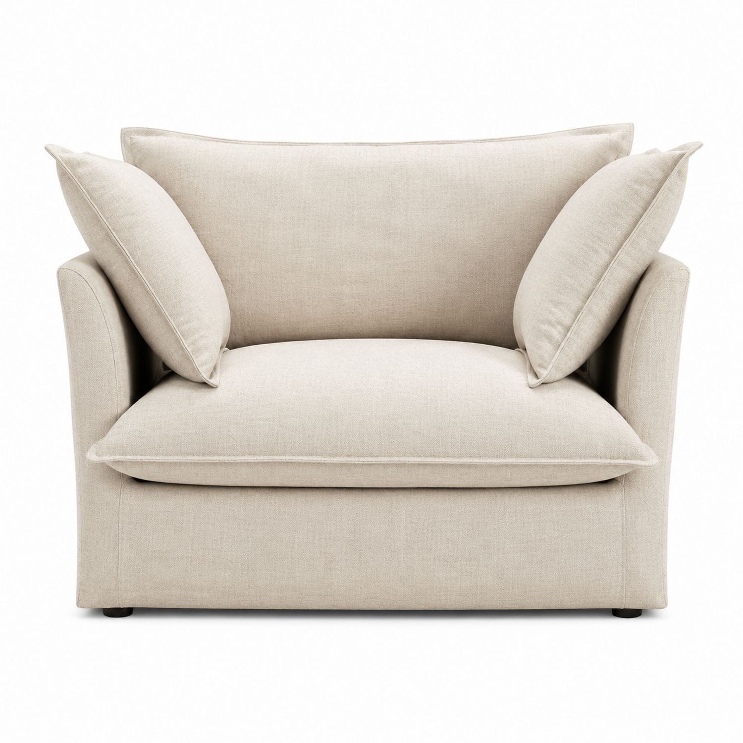 Beige Polyester Loveseat Sofa with Cushions 120x80x90 cm
