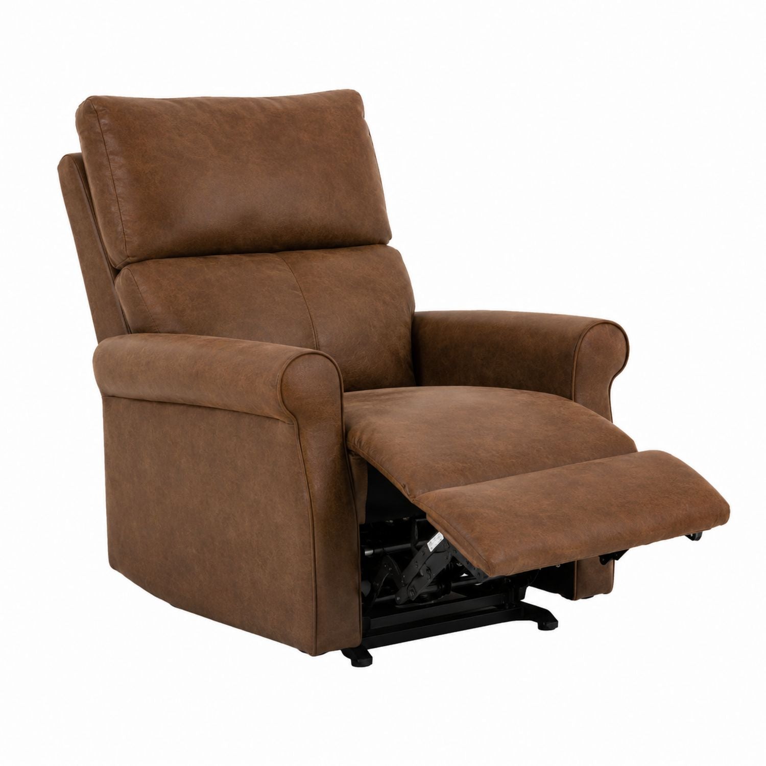 Brown Faux Leather Recliner Chair with Adjustable Footrest