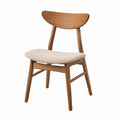 Solid Wood Dining Chair with Beige Upholstered Seat, 80cm Height