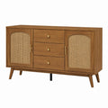Wooden Sideboard with Rattan Doors and Drawers