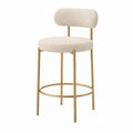 Steel Frame Bar Stool with Boucle Fabric, Beige 40x50x100 cm