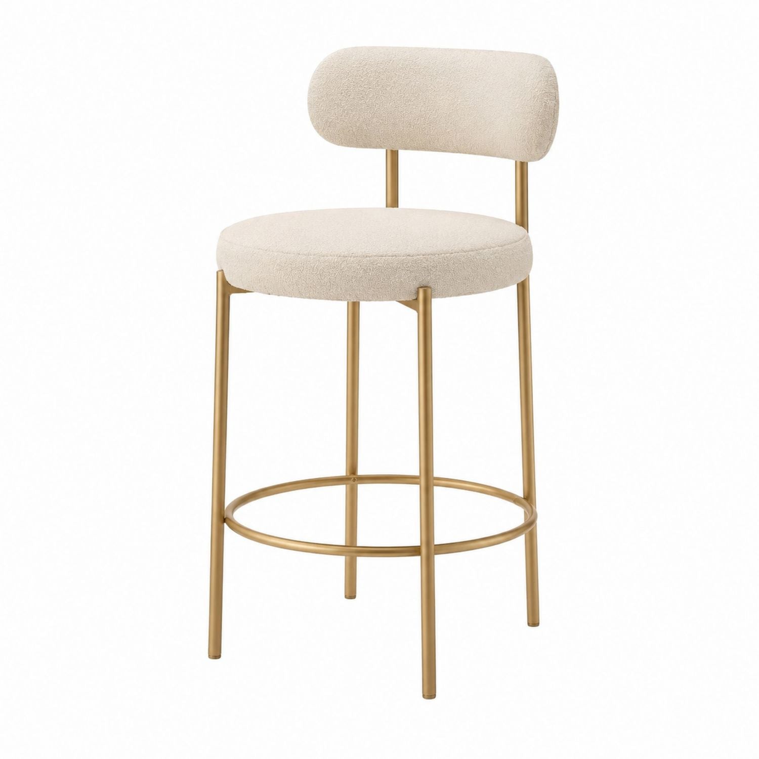 Steel Frame Bar Stool with Boucle Fabric, Beige 40x50x100 cm