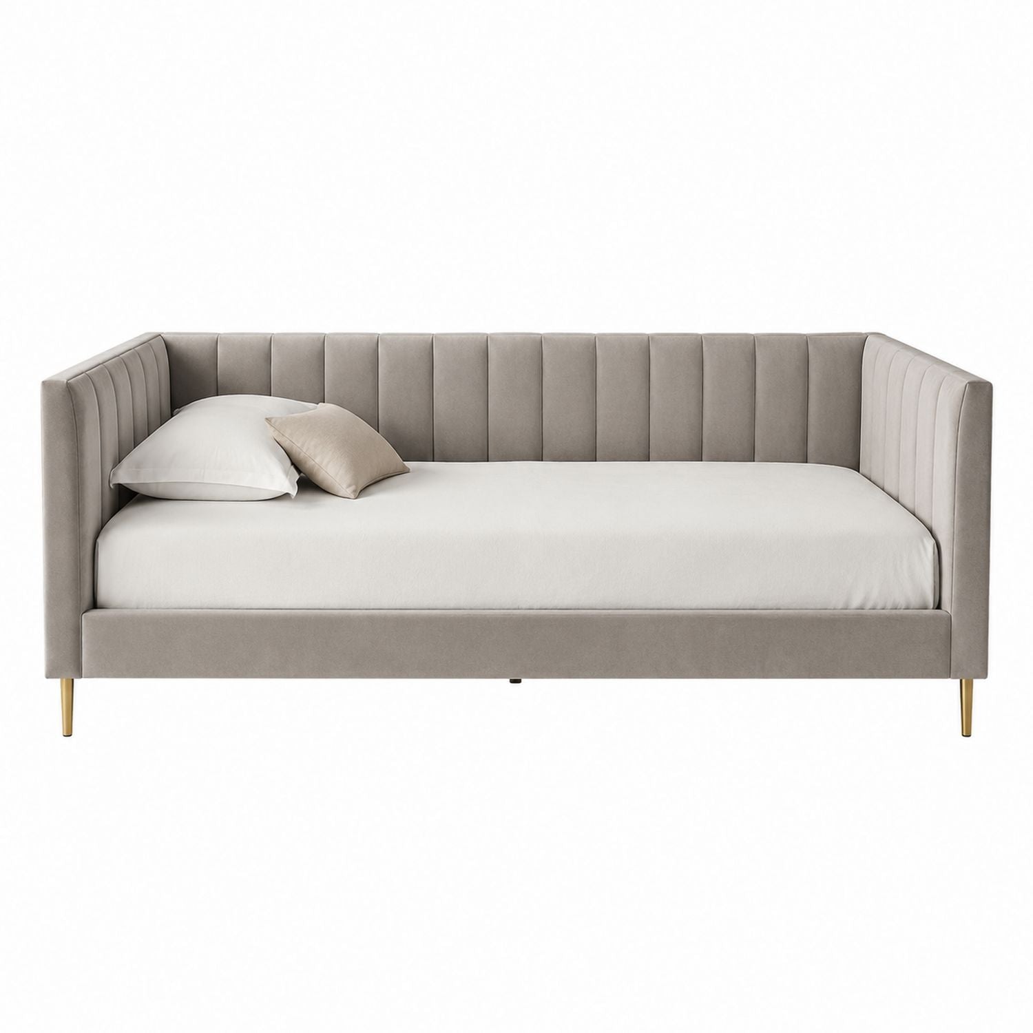 Velvet Daybed with Metal Legs Gray and Gold 200x100x85 cm