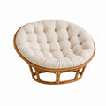 Round Rattan Papasan Chair with Cotton Cushion, Beige, 97 cm