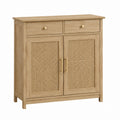 Oak Wood Sideboard with Cane Doors and 2 Drawers 80cm High