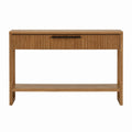 Wood Console Table with Drawer and Shelf Natural Brown 120cm