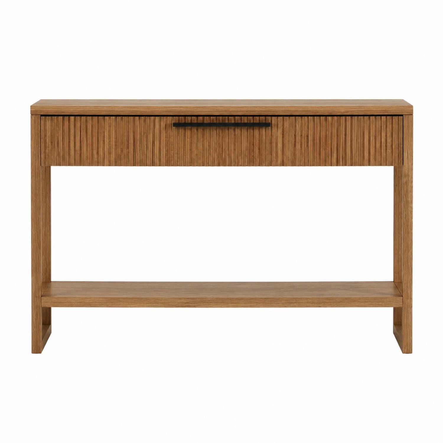Wood Console Table with Drawer and Shelf Natural Brown 120cm