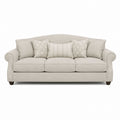 Beige Fabric Roll Arm Sofa with Cushions 210cm