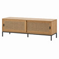 Wood and Cane TV Stand with Metal Legs, 120cm