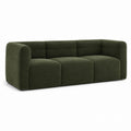Dark Green Fabric 3-Seater Sofa with Rounded Arms