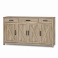 Wooden Farmhouse Sideboard Buffet Light Oak 183cm
