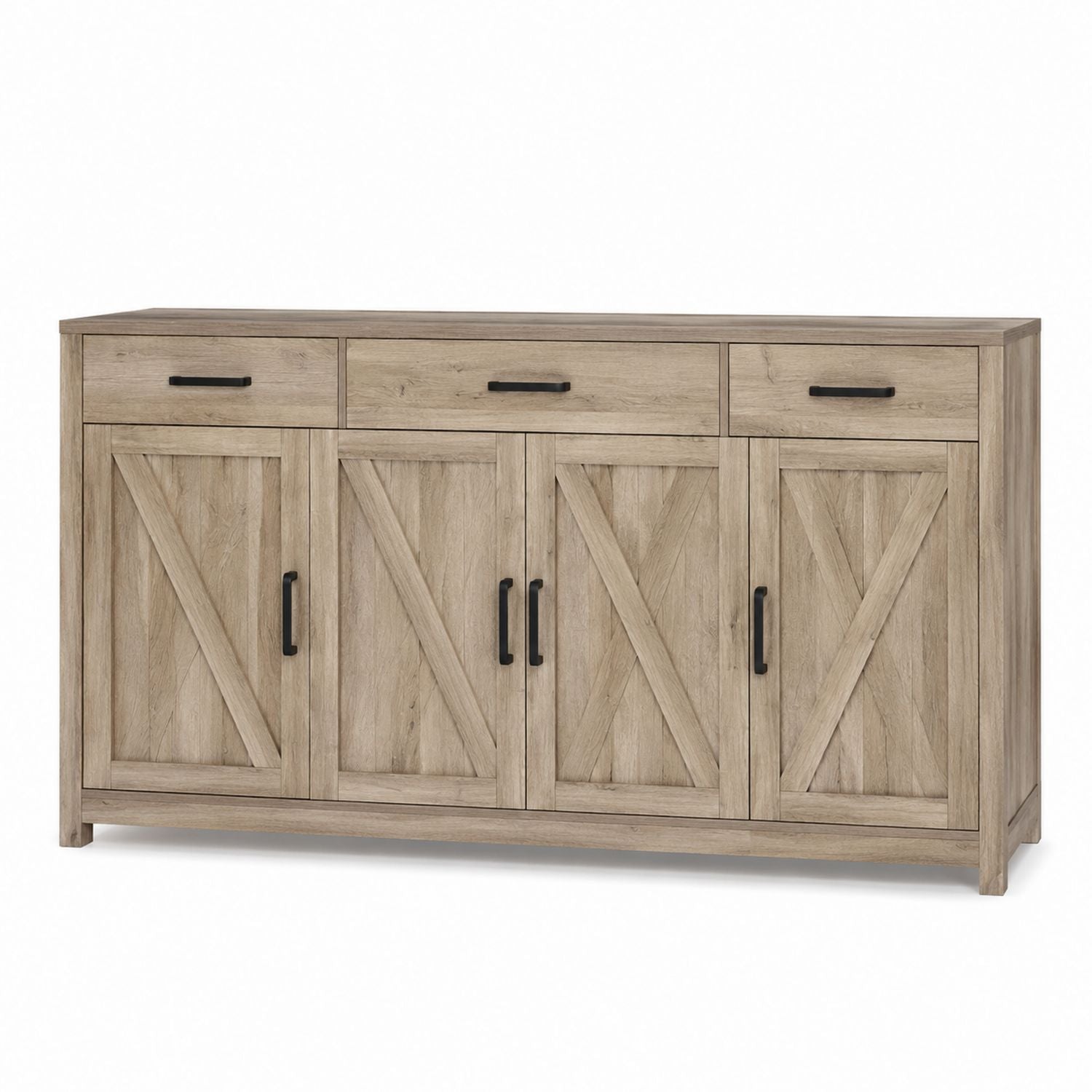 Wooden Farmhouse Sideboard Buffet Light Oak 183cm
