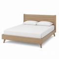 Queen Size Oak Wooden Bed with Slatted Headboard