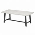 Rectangular Outdoor Dining Table with Faux Marble Top and Metal Legs