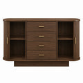 Wooden Sideboard with Shelves and Drawers in Brown 150x40x80 cm