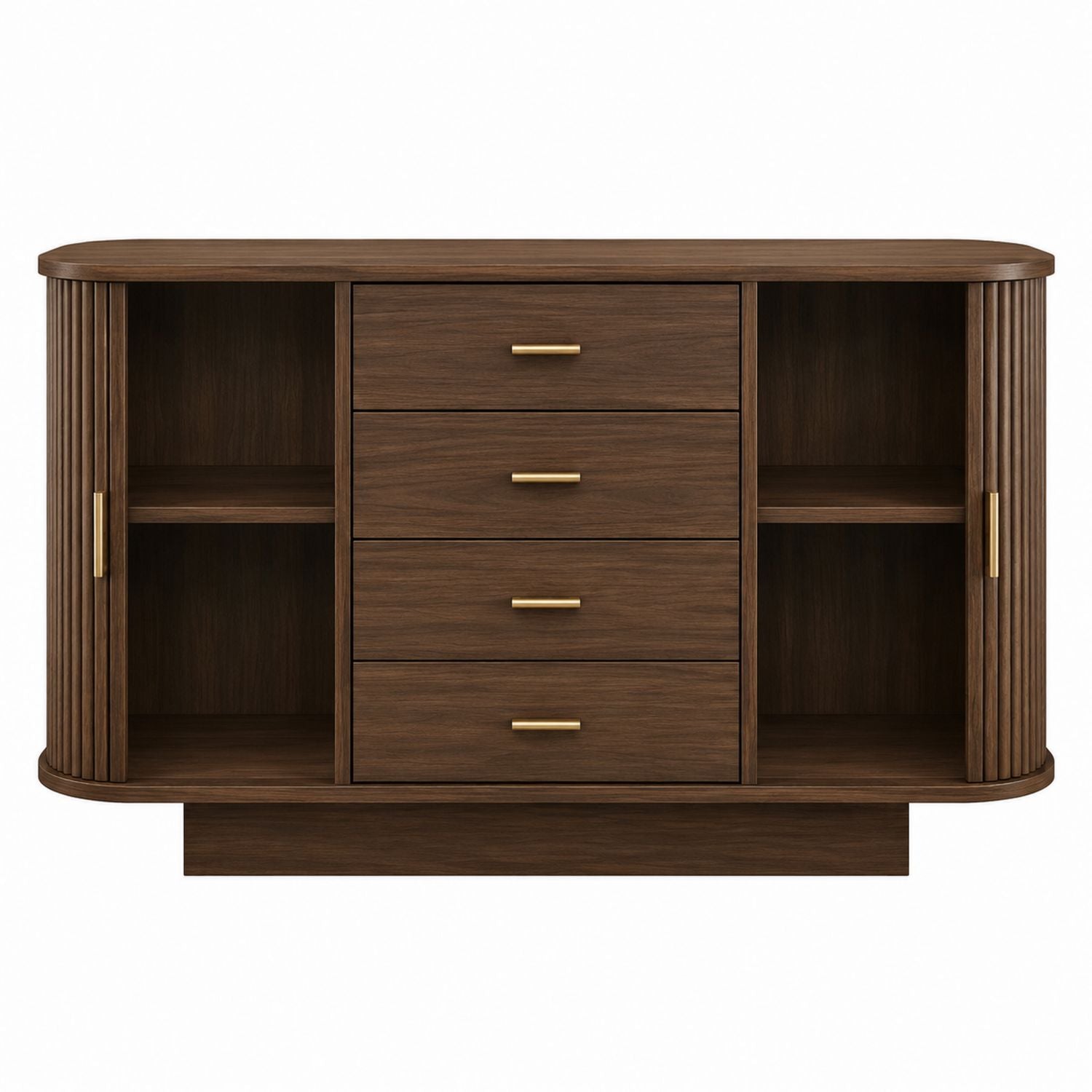 Wooden Sideboard with Shelves and Drawers in Brown 150x40x80 cm