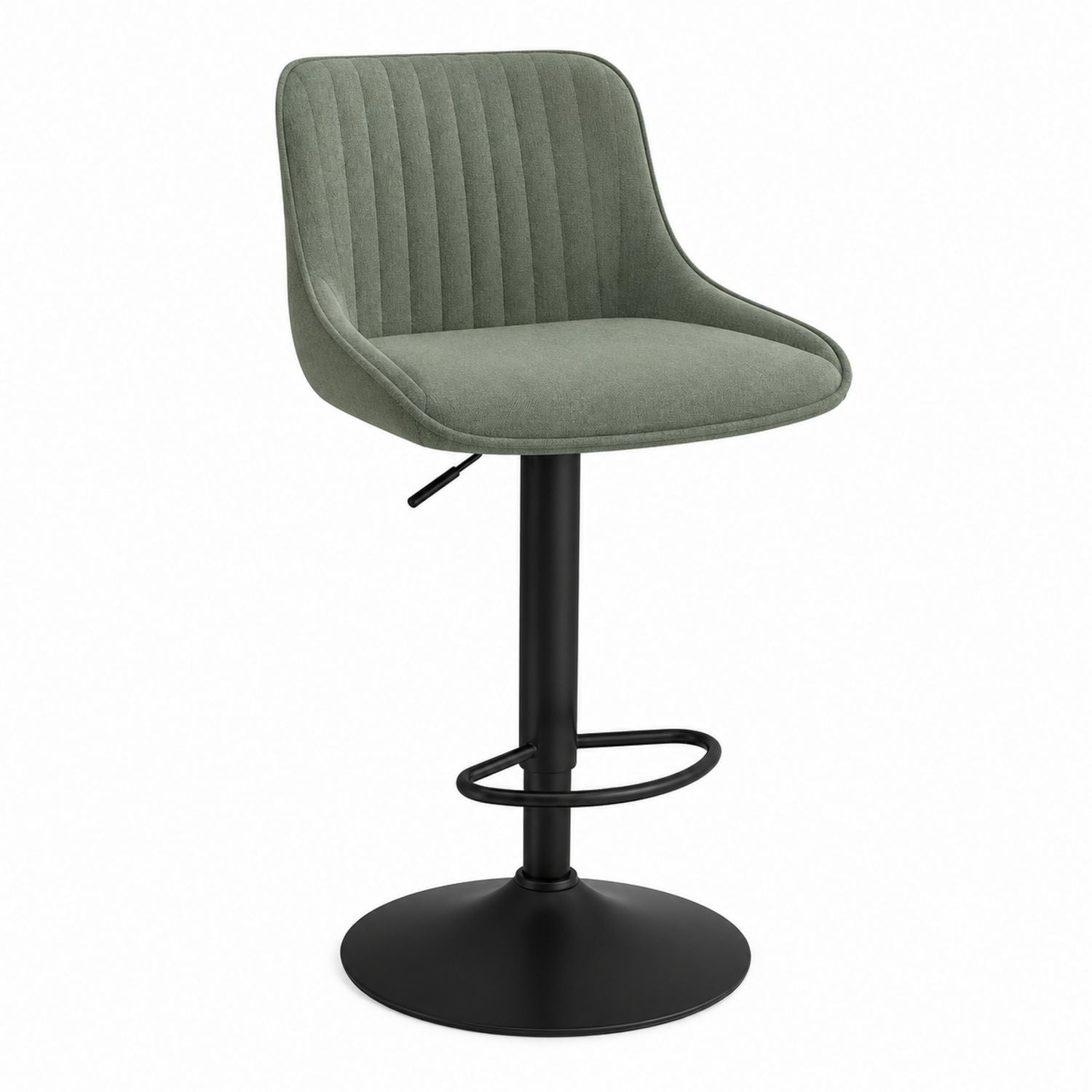 Adjustable Polyester Fabric Bar Stool with Black Metal Base