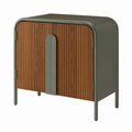Wood and Metal Storage Cabinet with Walnut Doors 80cm x 40cm x 90cm