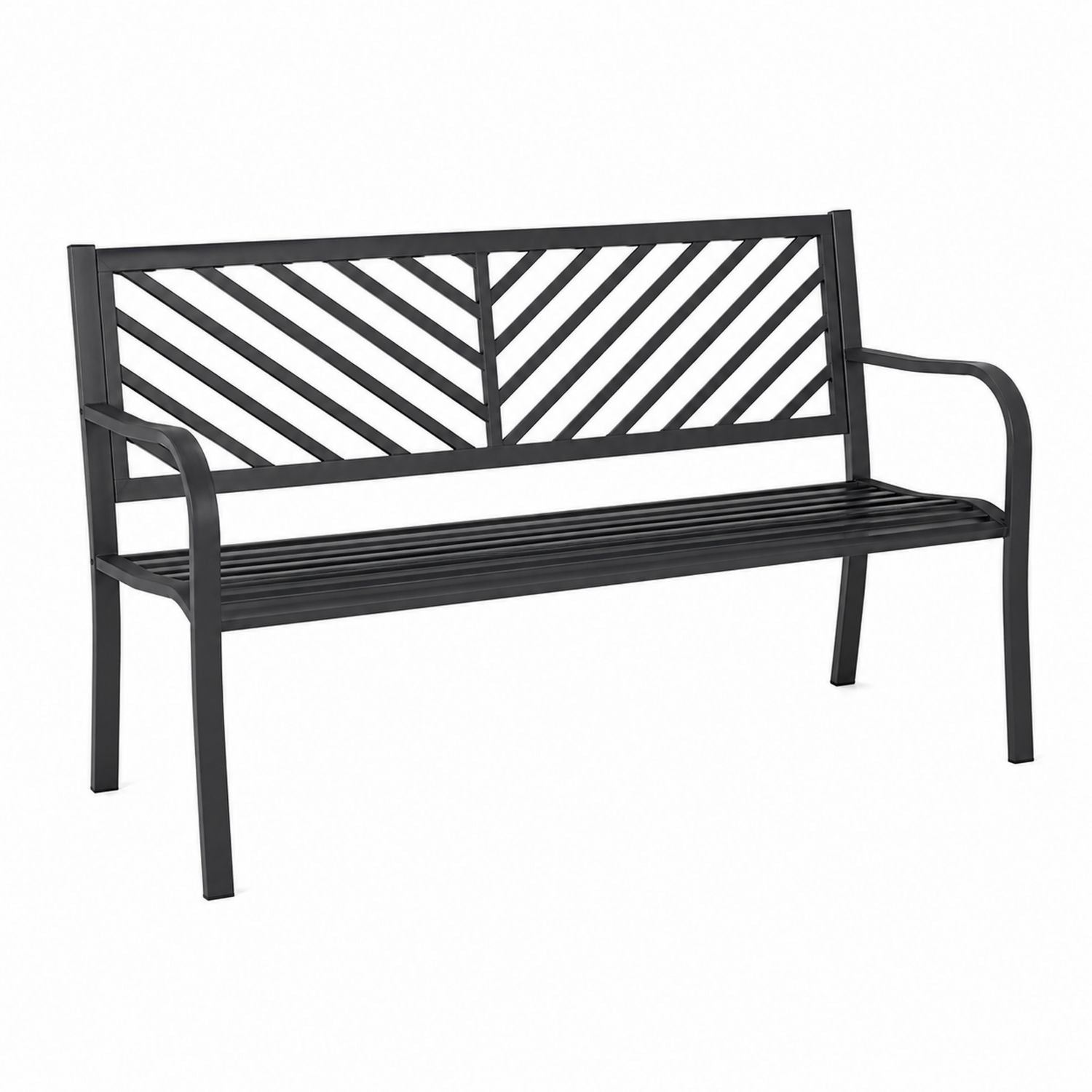 Outdoor Metal Bench Black 125cm