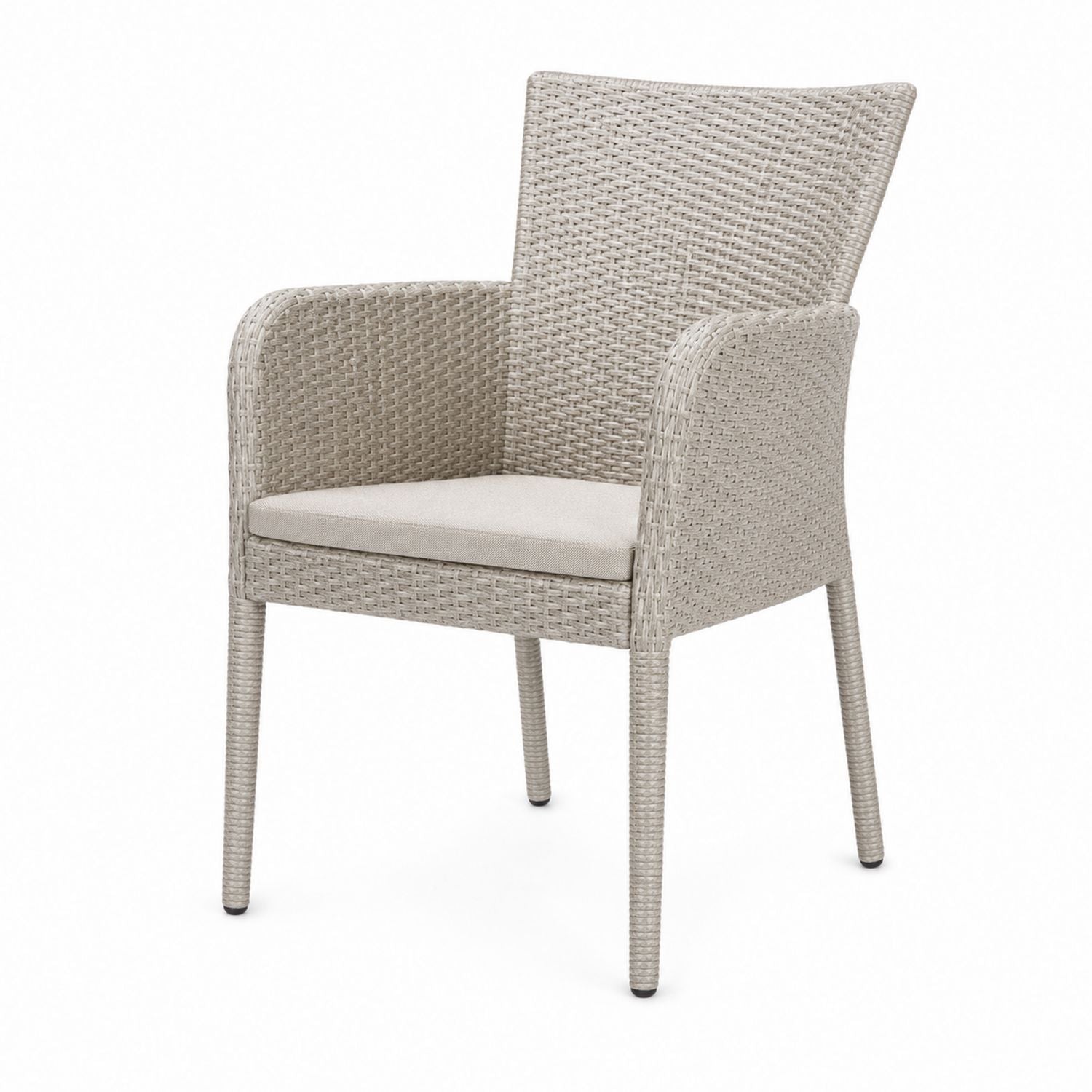 Wicker Armchair with Cushioned Seat Beige