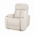 Leather Recliner Chair with Adjustable Backrest and Cup Holders, Beige