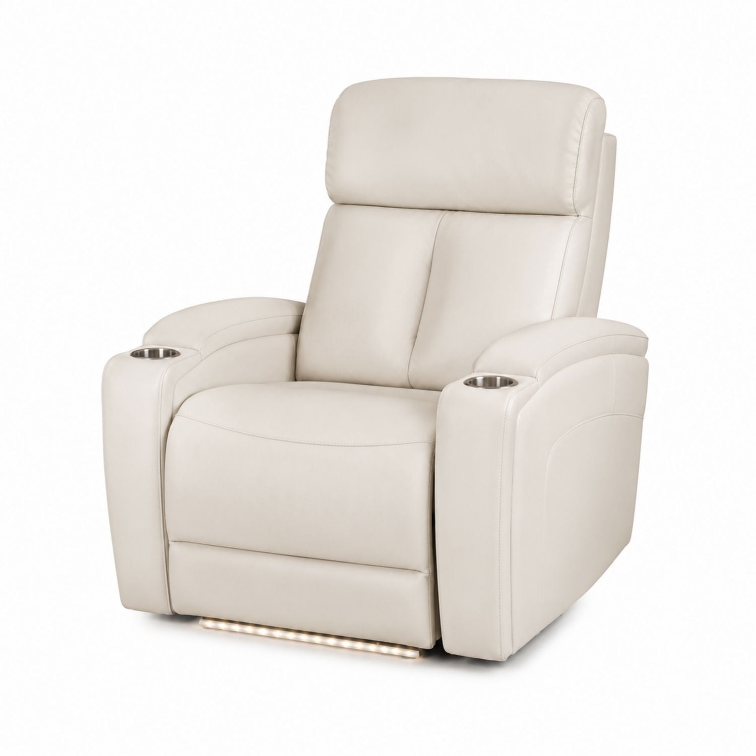 Leather Recliner Chair with Adjustable Backrest and Cup Holders, Beige