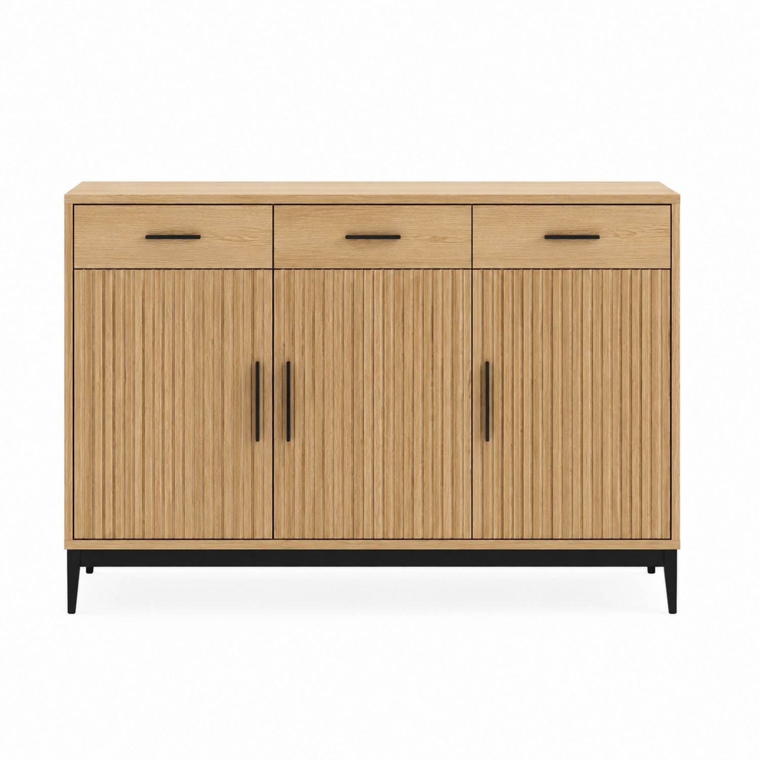 Oak Wood Sideboard with Metal Handles 120x40x75 cm