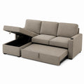 Polyester Fabric Sleeper Sofa with Storage Chaise and Pull-Out Bed 227x152x85 cm