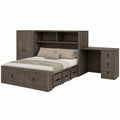Wooden Platform Bed with Storage and Desk Set Gray