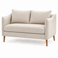 Beige Fabric Loveseat Sofa with Solid Wood Legs