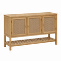 Oak Console Table with Rattan Doors and Shelf 120cm