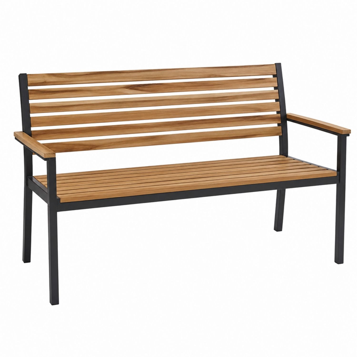 Teak Outdoor Bench with Steel Frame