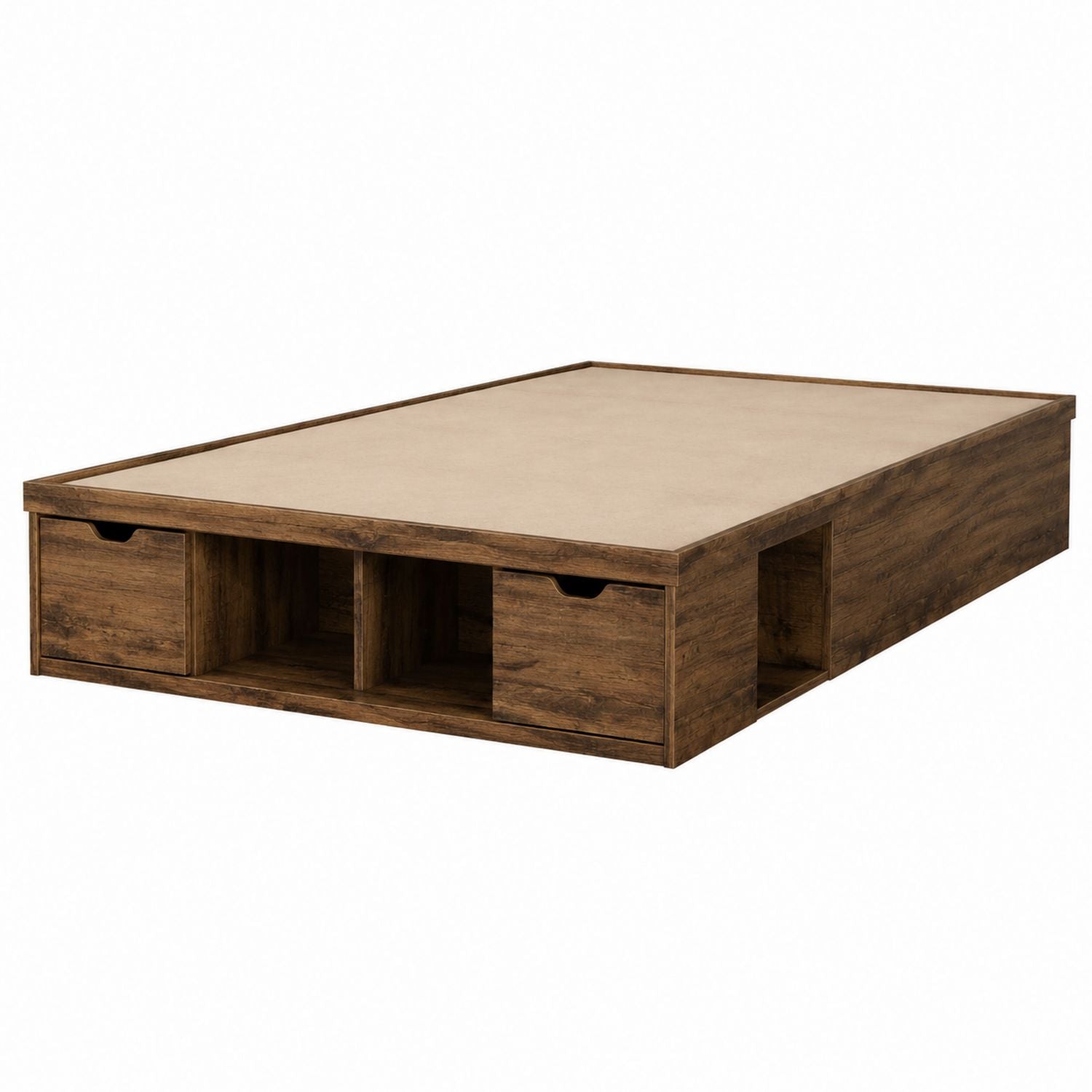 Wooden Platform Bed Frame with Storage Drawers Brown 200cm x 150cm