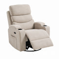 Beige Polyester Fabric Recliner Chair with Swivel Base