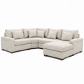 Beige Fabric L-Shaped Sectional Sofa with Chaise and Wooden Legs