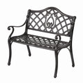 Outdoor Bench Cast Aluminum Black Lattice 122cm x 60cm x 82cm