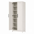 Tall Wooden Shoe Cabinet with Adjustable Shelves 180cm White