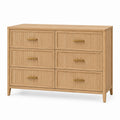 Solid Oak 6-Drawer Dresser with Brass Metal Handles 120cm x 45cm x 85cm