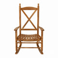 Wooden Rocking Chair X-Back Design Natural Finish