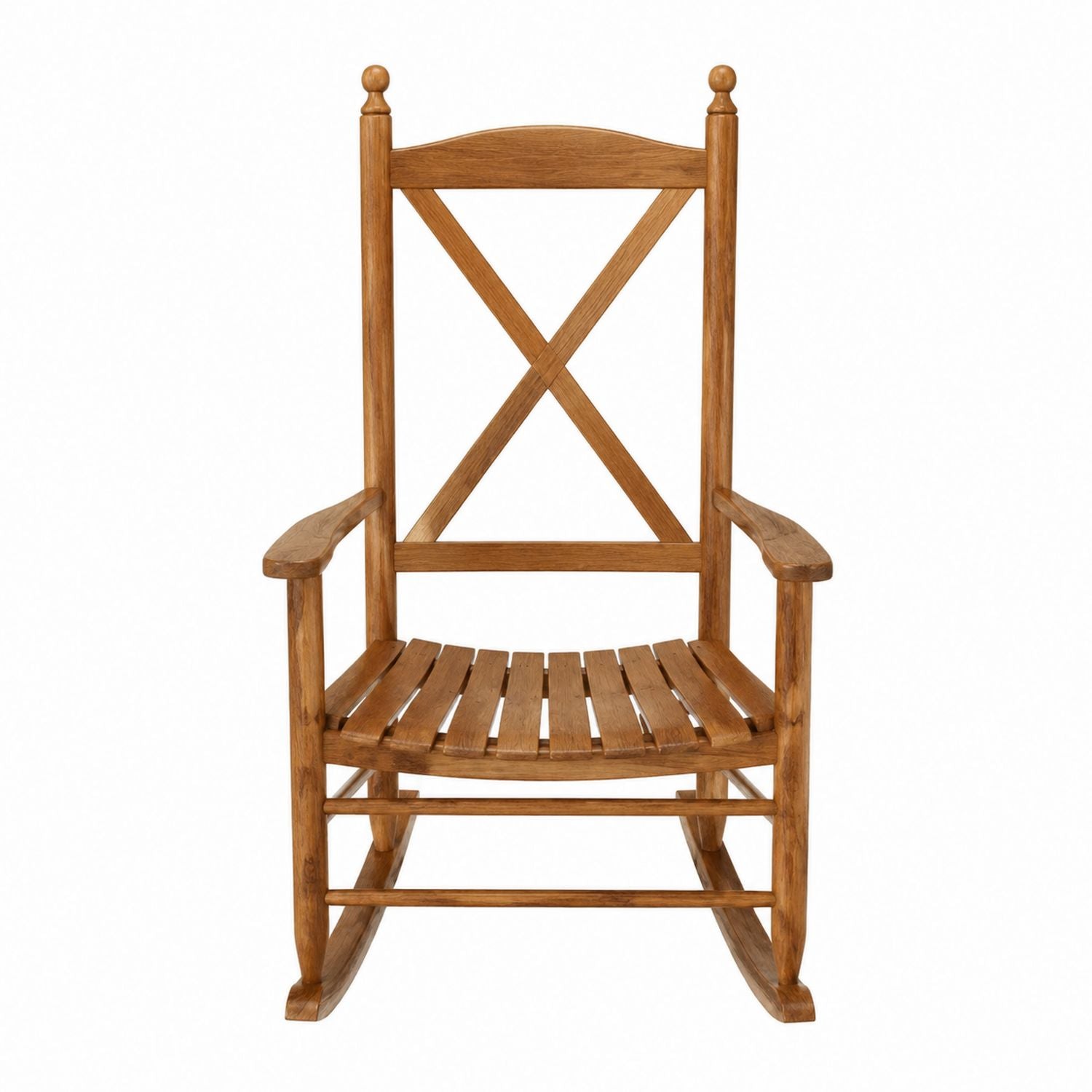 Wooden Rocking Chair X-Back Design Natural Finish