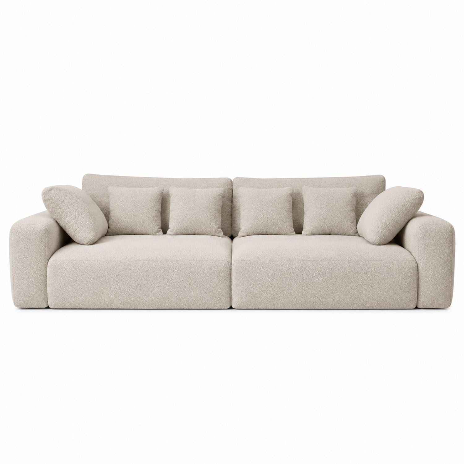 Beige Polyester Fabric Modular Sofa with Cushions 300cm