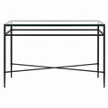Tempered Glass Top Console Table Black Metal Frame 120cm x 40cm x 75cm