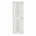 White Wood and Glass Display Cabinet with Adjustable Shelves 180cm