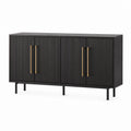 Black Wood Sideboard with Brass Handles 120x40x80 cm