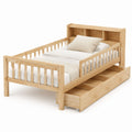 Pine Wood Toddler Bed with Storage Drawer 150x80 cm